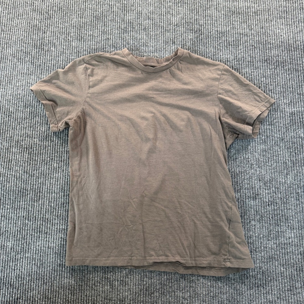 H&M Mens Regular Fit T-Shirt Size S Brown Solid Crew Neck Short Sleeve Basic